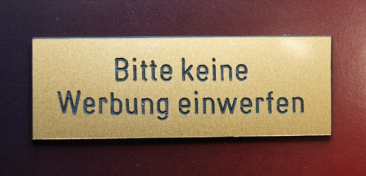 Briefkastenschild, T&uuml;rschild Bitte Keine Werbung einwerfen 7