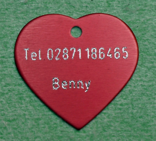 Tierschild, Tieranh&auml;nger, Schild Herz, Namensschild 22