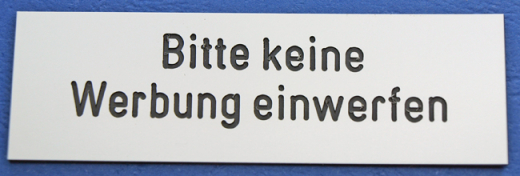Briefkastenschild bitte keine Werbung einwerfen