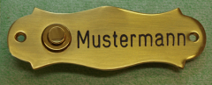 Klingelschild, T�r-Klingel-Schild, aus hochwertigem Messing